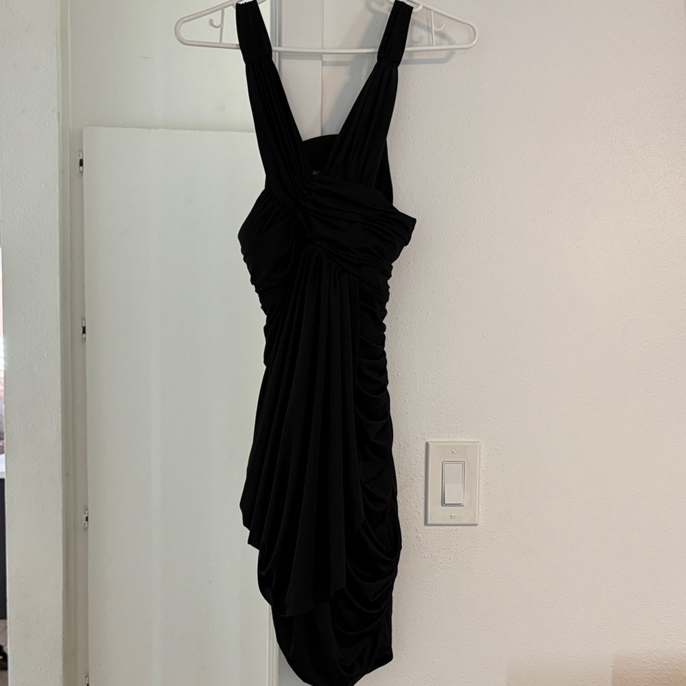 Bebe Black Ruched Sleeveless Cocktail Dress